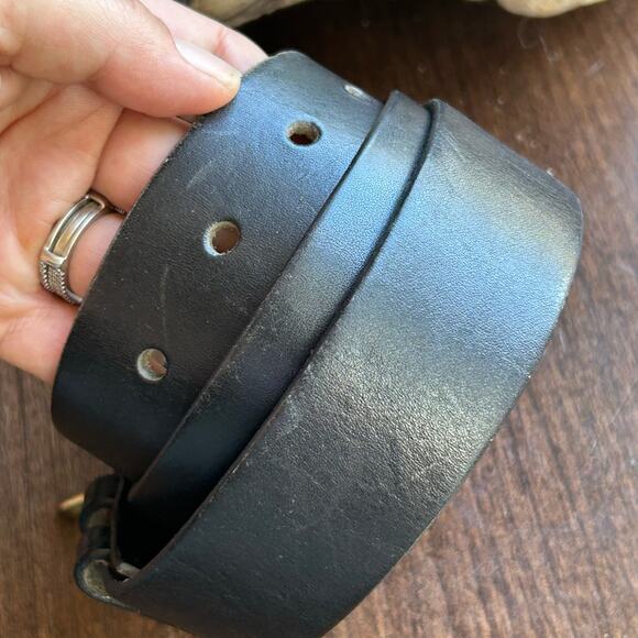 Cherokee genuine Italian leather belt size medium 34 Brass buckle black - Picture 7 of 12